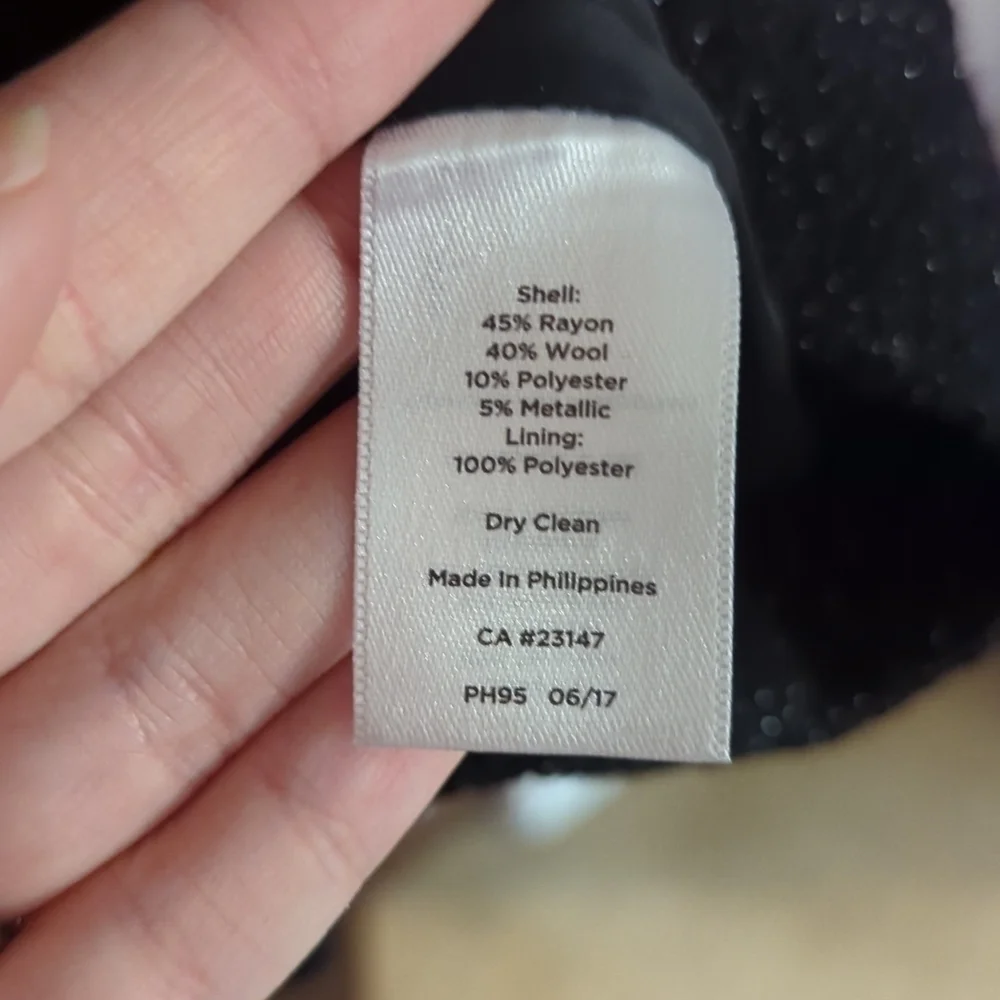 Talbots Black Shimmery Sparkle Long Sleeve Business Professional Blazer Size 14P